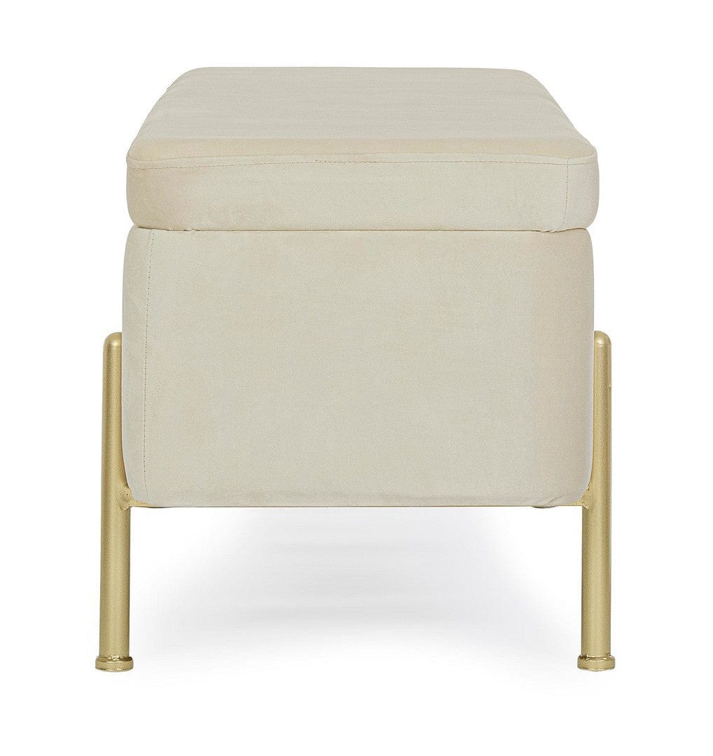 Banca cu spatiu de depozitare, tapitata cu stofa si picioare metalice, Irina Velvet Natural, l110xA42xH42 cm (4)