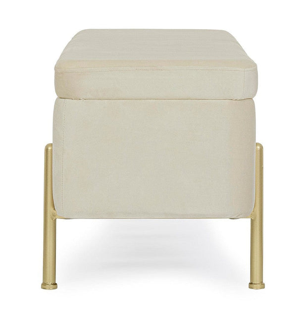 Banca cu spatiu de depozitare, tapitata cu stofa si picioare metalice, Irina Velvet Natural, l110xA42xH42 cm (4)