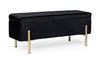 Banca cu spatiu de depozitare, tapitata cu stofa si picioare metalice, Irina Velvet Negru, l110xA42xH42 cm
