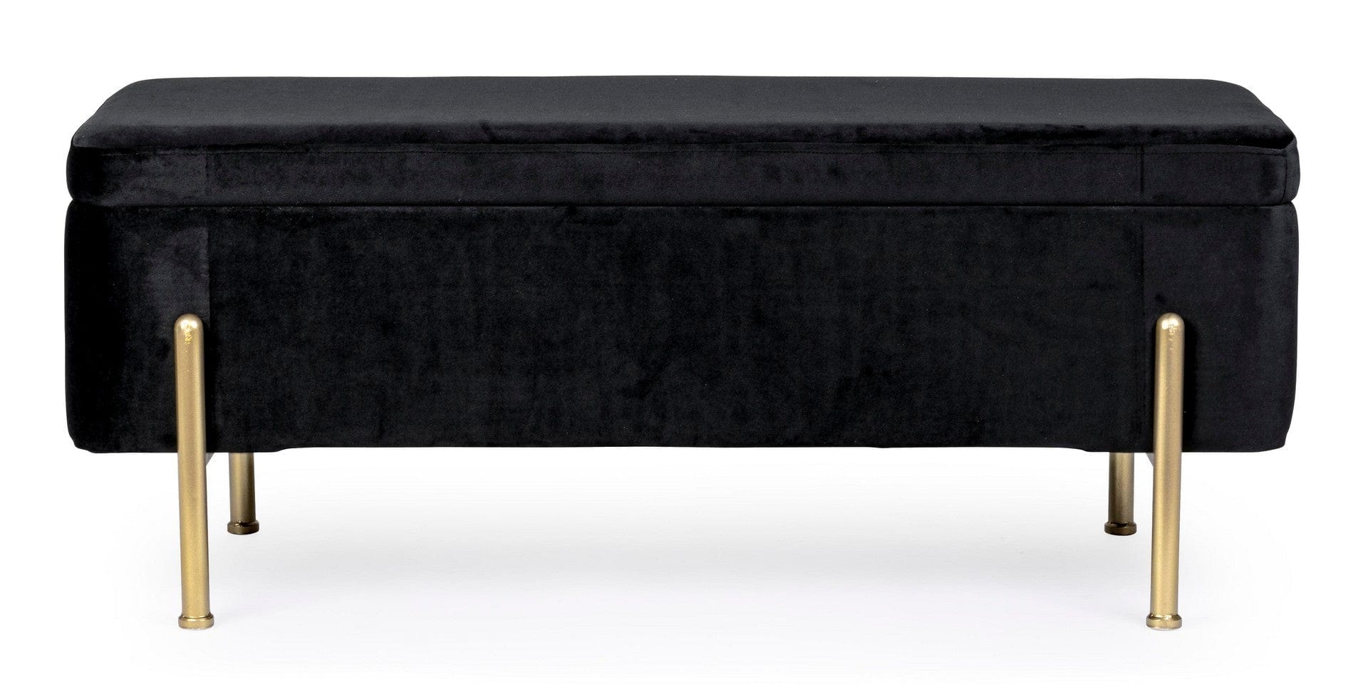 Banca cu spatiu de depozitare, tapitata cu stofa si picioare metalice, Irina Velvet Negru, l110xA42xH42 cm (2)