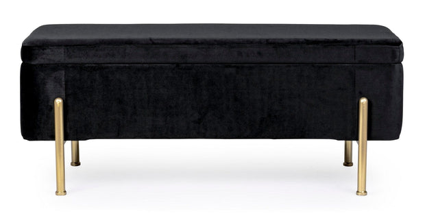 Banca cu spatiu de depozitare, tapitata cu stofa si picioare metalice, Irina Velvet Negru, l110xA42xH42 cm (2)