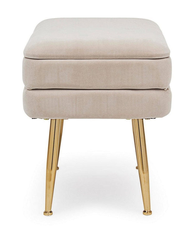 Banca cu spatiu de depozitare, tapitata cu stofa si picioare metalice, Pavlina Velvet Bej, l50xA34,5xH42 cm (3)