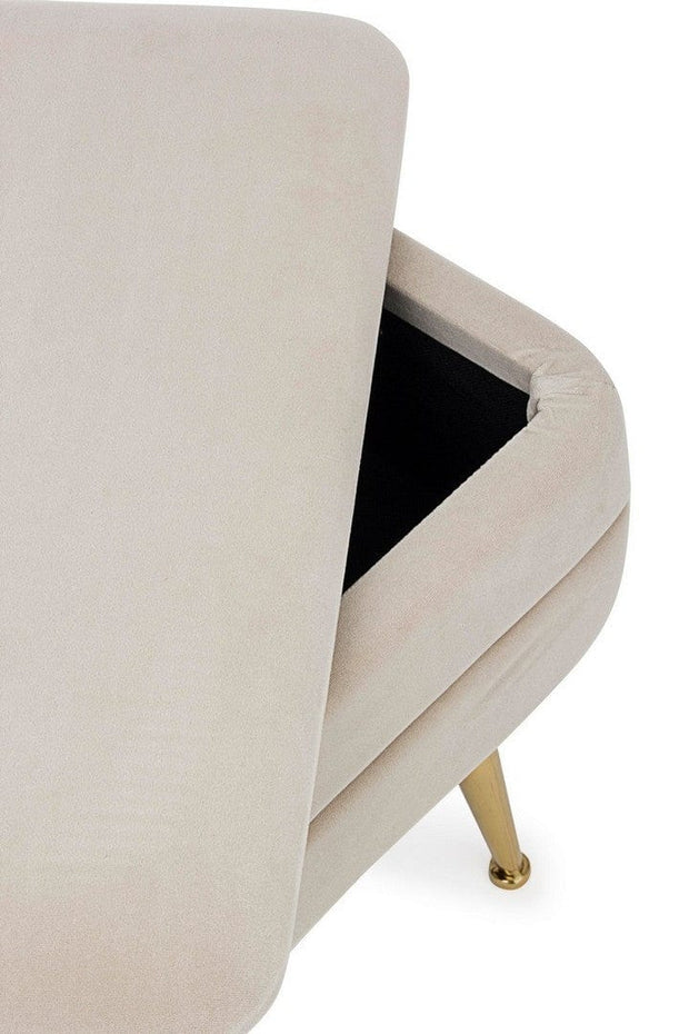 Banca cu spatiu de depozitare, tapitata cu stofa si picioare metalice, Pavlina Velvet Bej, l50xA34,5xH42 cm (4)