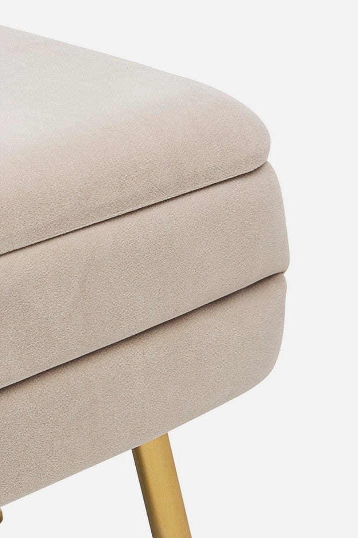 Banca cu spatiu de depozitare, tapitata cu stofa si picioare metalice, Pavlina Velvet Bej, l79,5xA37,5xH42 cm (5)