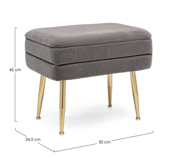 Banca cu spatiu de depozitare, tapitata cu stofa si picioare metalice, Pavlina Velvet Gri Inchis, l50xA34,5xH42 cm (1)