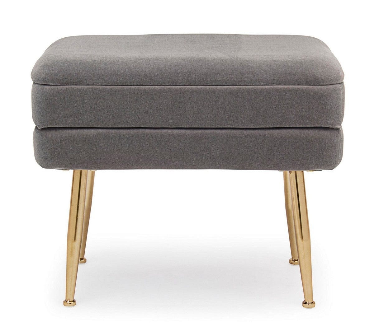 Banca cu spatiu de depozitare, tapitata cu stofa si picioare metalice, Pavlina Velvet Gri Inchis, l50xA34,5xH42 cm (2)