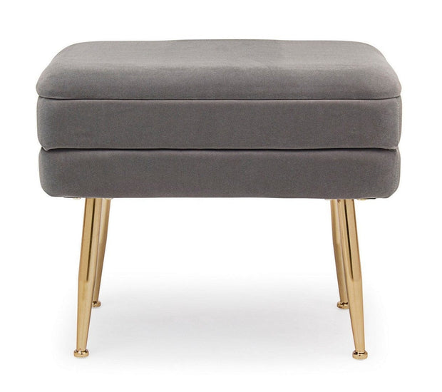 Banca cu spatiu de depozitare, tapitata cu stofa si picioare metalice, Pavlina Velvet Gri Inchis, l50xA34,5xH42 cm (2)