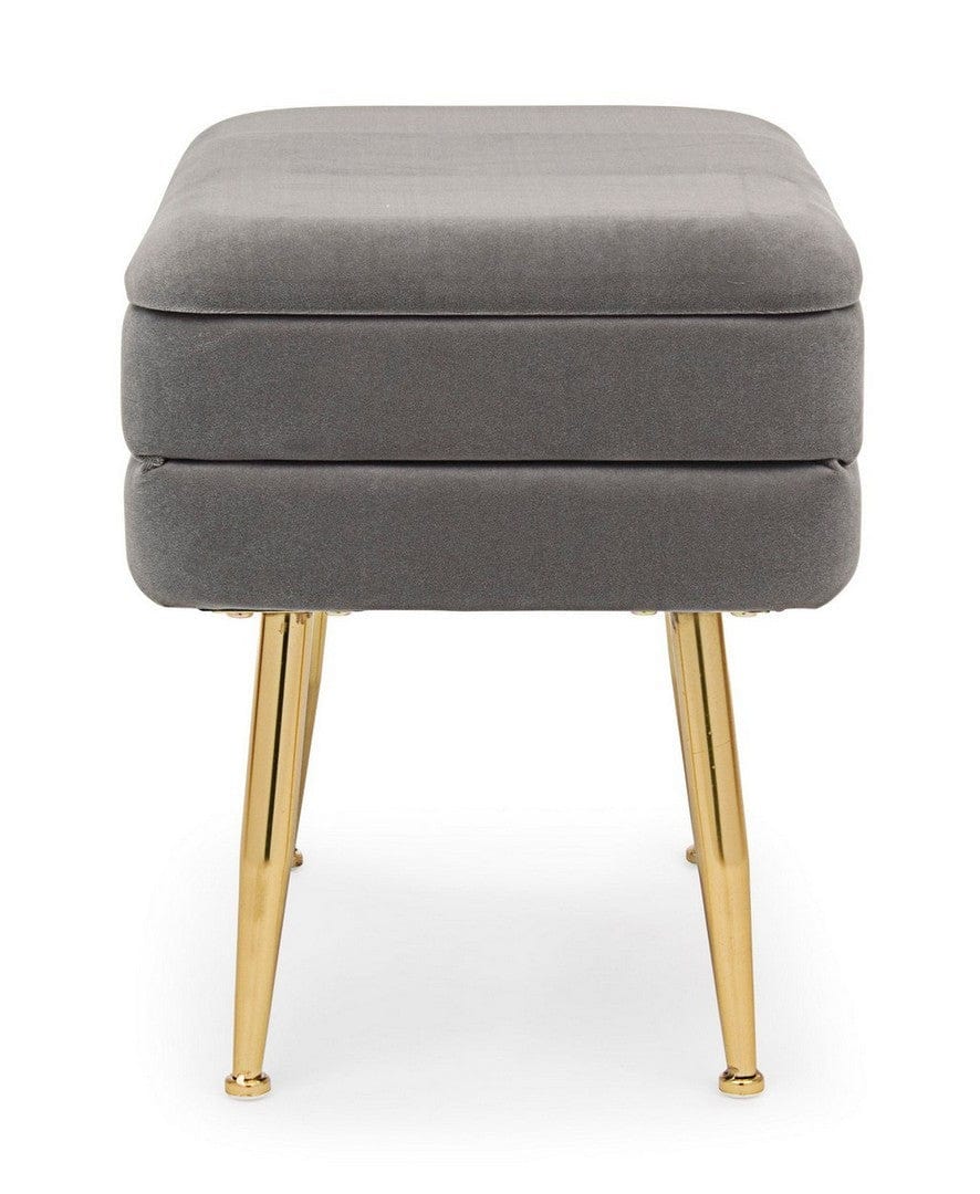 Banca cu spatiu de depozitare, tapitata cu stofa si picioare metalice, Pavlina Velvet Gri Inchis, l50xA34,5xH42 cm (3)