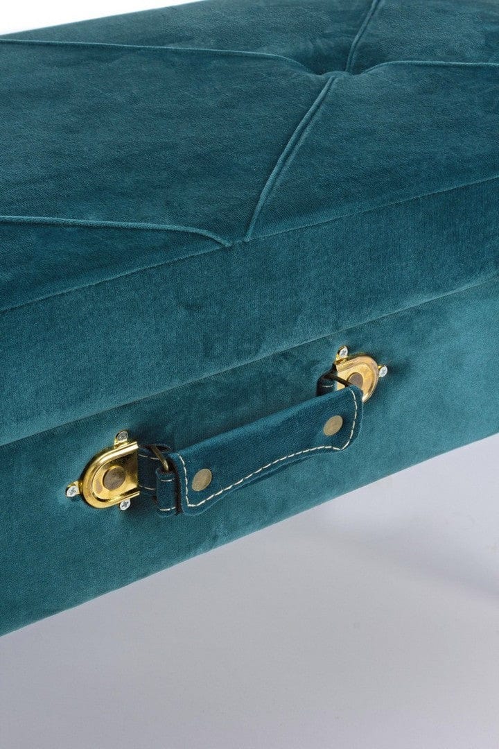 Banca cu spatiu de depozitare, tapitata cu stofa si picioare metalice, Polina Velvet Albastru, l80xA34xH42 cm (3)