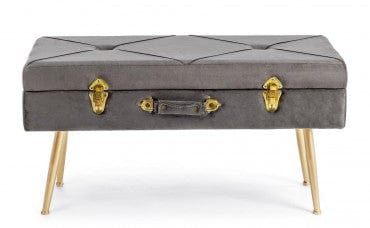 Banca cu spatiu de depozitare, tapitata cu stofa si picioare metalice, Polina Velvet Gri, l80xA34xH42 cm (7)
