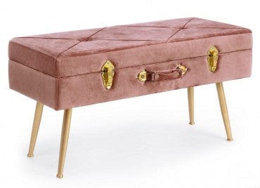 Banca cu spatiu de depozitare, tapitata cu stofa si picioare metalice, Polina Velvet Roz Antic, l80xA34xH42 cm (5)