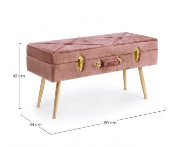 Banca cu spatiu de depozitare, tapitata cu stofa si picioare metalice, Polina Velvet Roz Antic, l80xA34xH42 cm (6)