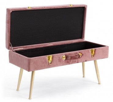 Banca cu spatiu de depozitare, tapitata cu stofa si picioare metalice, Polina Velvet Roz Antic, l80xA34xH42 cm (9)