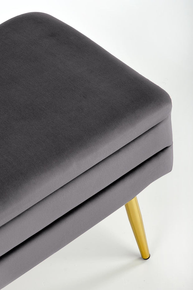 Banca cu spatiu de depozitare, tapitata cu stofa si picioare metalice, Velante Velvet Gri / Auriu, l78xA42xH37 cm (5)