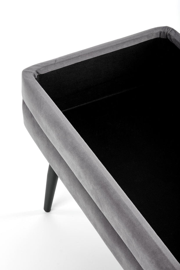 Banca cu spatiu de depozitare, tapitata cu stofa si picioare metalice, Velante Velvet Gri / Negru, l78xA42xH37 cm (6)