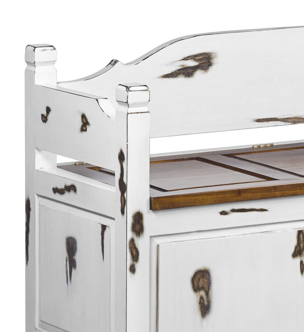 Moycor Banca din lemn cu spatiu de depozitare Mimi Alb / Nuc, l110xA45xH70 cm