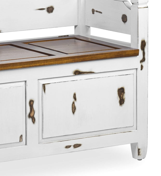 Moycor Banca din lemn cu spatiu de depozitare Mimi Alb / Nuc, l110xA45xH70 cm