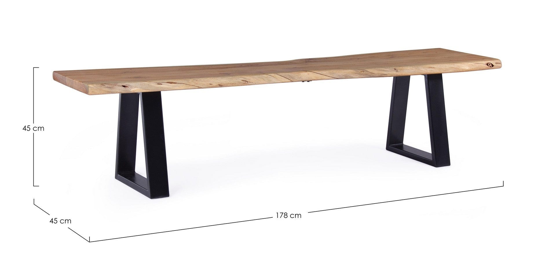 Banca din lemn si metal, Artur Natural / Negru, l178xA45xH45 cm (1)