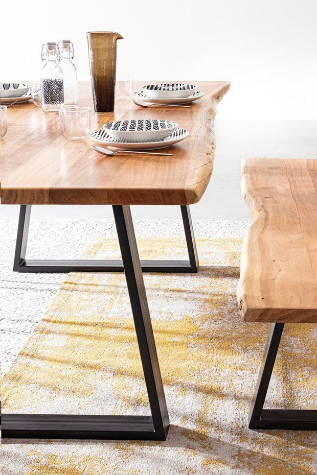 Banca din lemn si metal, Artur Natural / Negru, l178xA45xH45 cm (3)