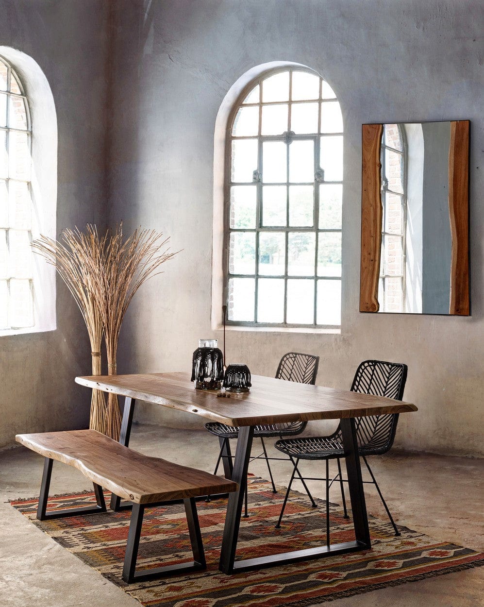 Banca din lemn si metal, Artur Natural / Negru, l178xA45xH45 cm (5)