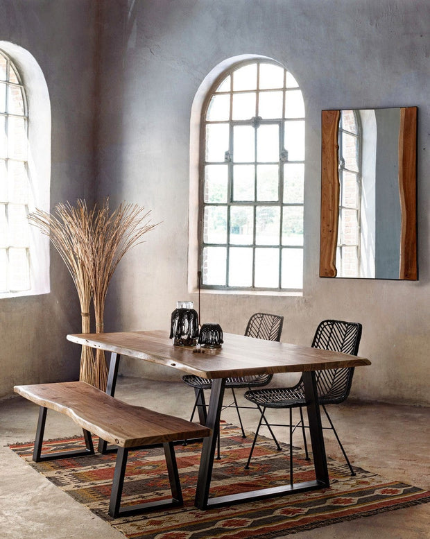 Banca din lemn si metal, Artur Natural / Negru, l178xA45xH45 cm (5)