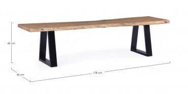 Banca din lemn si metal, Artur Natural / Negru, l178xA45xH45 cm (8)