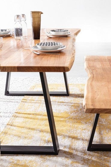 Banca din lemn si metal, Artur Natural / Negru, l178xA45xH45 cm (10)