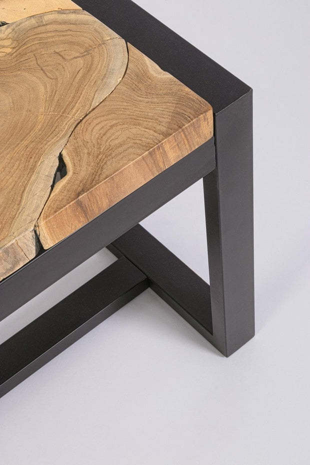 Banca din lemn si metal, Elwood Natural / Negru, l135xA35xH47 cm (3)