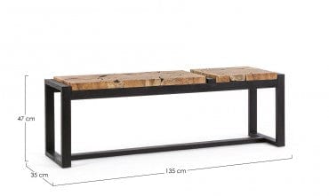 Banca din lemn si metal, Elwood Natural / Negru, l135xA35xH47 cm (7)