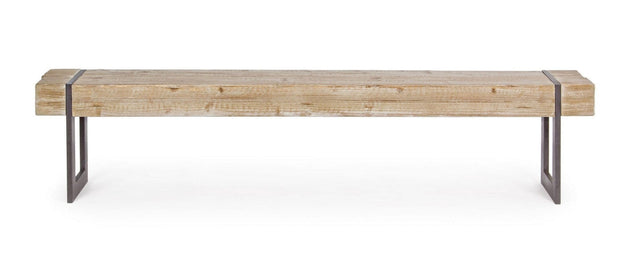 Banca din lemn si metal, Garrett Natural / Negru, l200xA30xH45 cm (2)