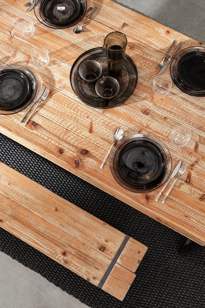 Banca din lemn si metal, Garrett Natural / Negru, l200xA30xH45 cm (6)