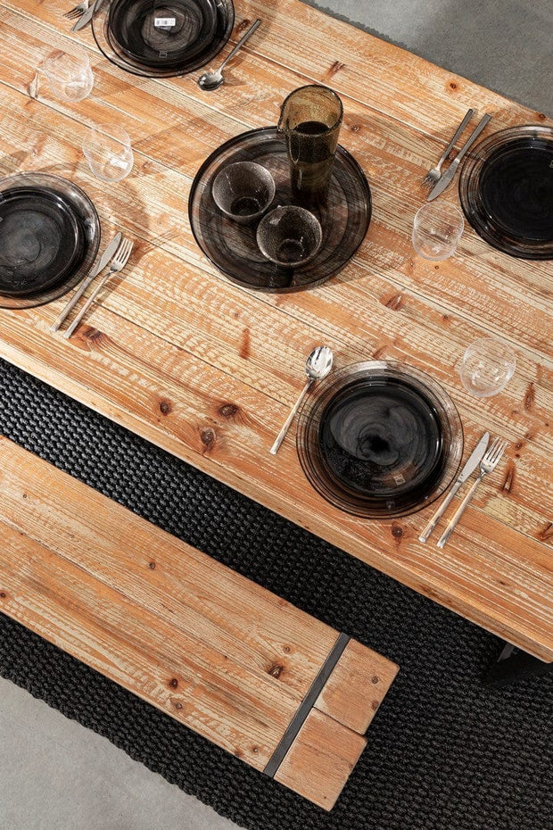 Banca din lemn si metal, Garrett Natural / Negru, l200xA30xH45 cm (6)