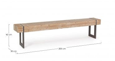 Banca din lemn si metal, Garrett Natural / Negru, l200xA30xH45 cm (10)