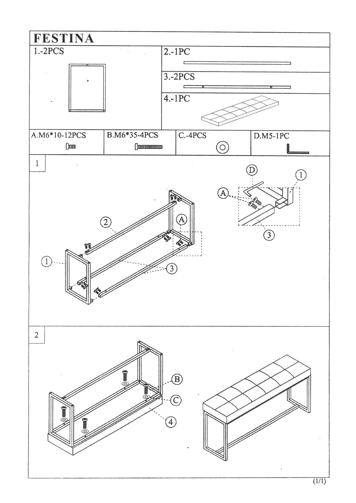 Banca din metal, tapitata cu stofa Festa I Negru / Crom, l99xA30xH45 cm (1)
