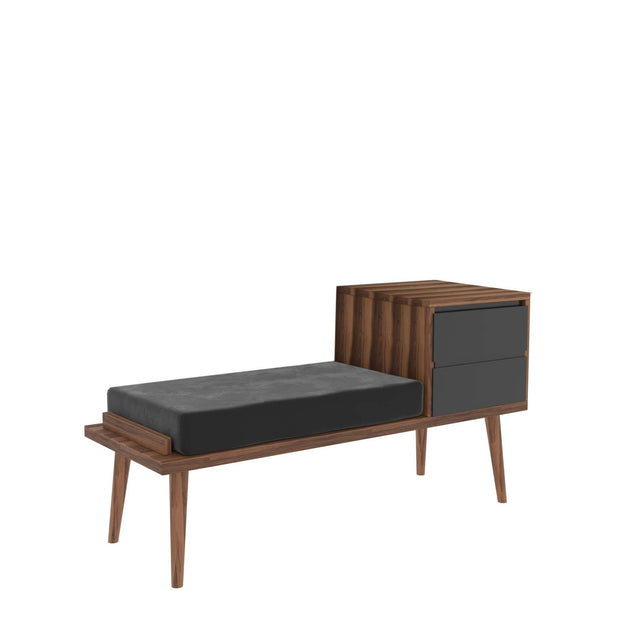 Banca din pal, cu 2 sertare, Rino  Nuc / Antracit, l120xA45xH40 cm (2)