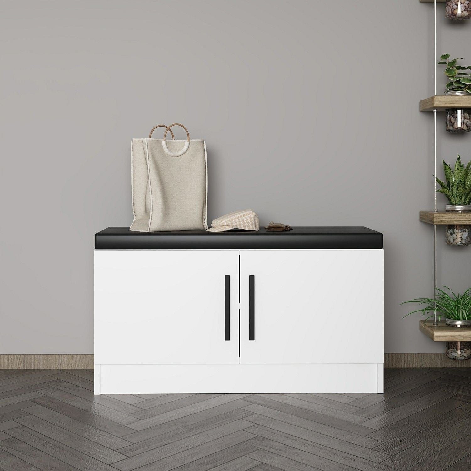 Banca din pal, cu 2 usi, Noah 8286, Alb, l90xA35xH50 cm (1)