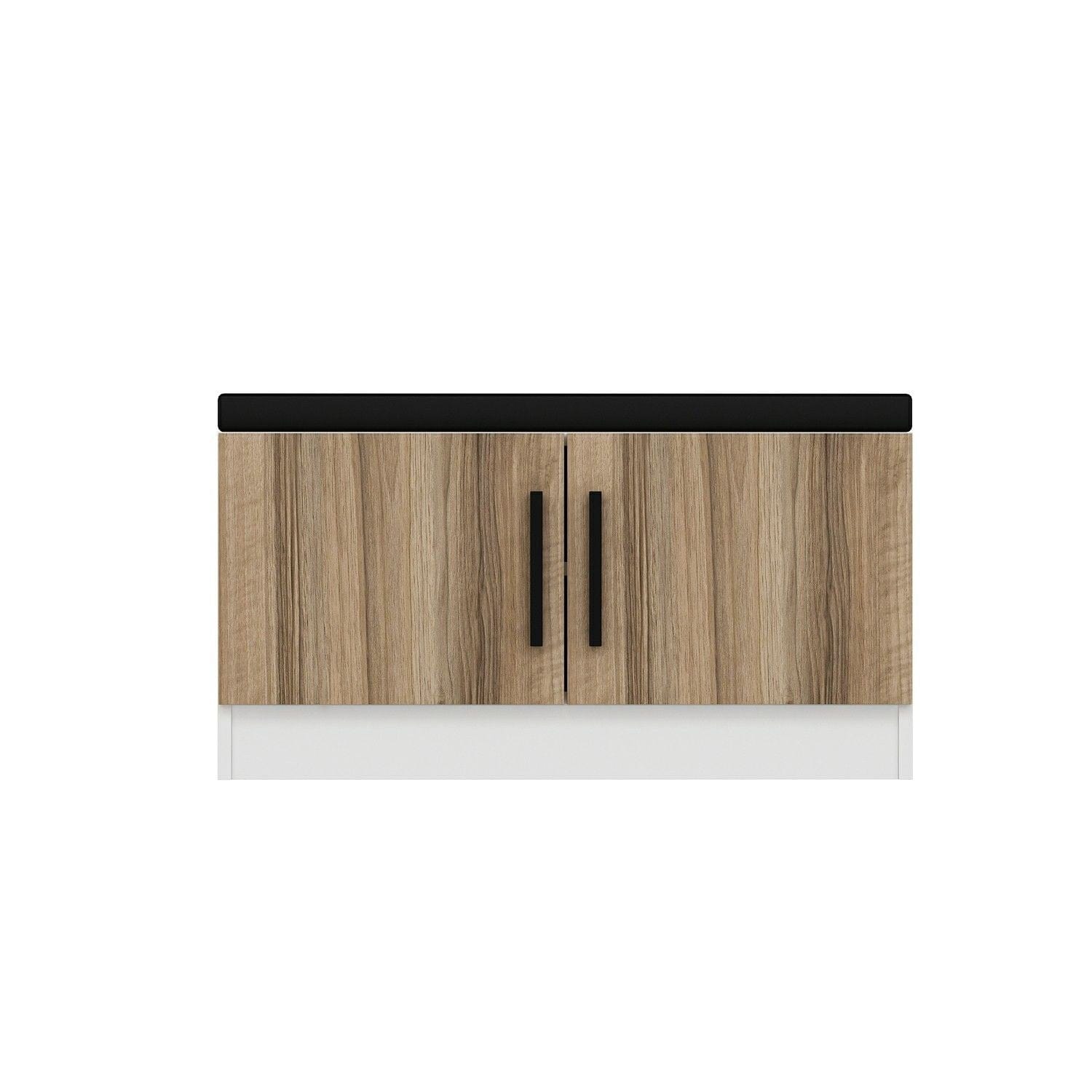 Banca din pal, cu 2 usi, Noah 8298, Alb / Nuc, l90xA35xH50 cm (4)