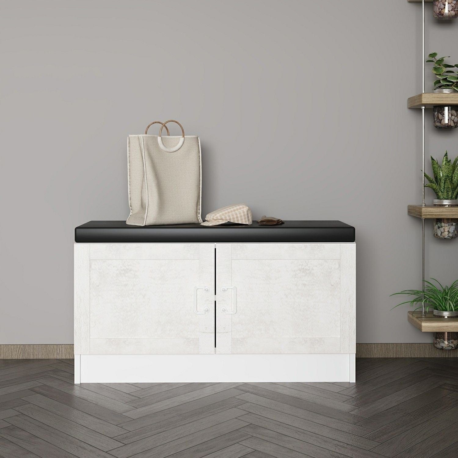 Banca din pal, cu 2 usi, Noah 8304, Alb, l90xA35xH50 cm (1)