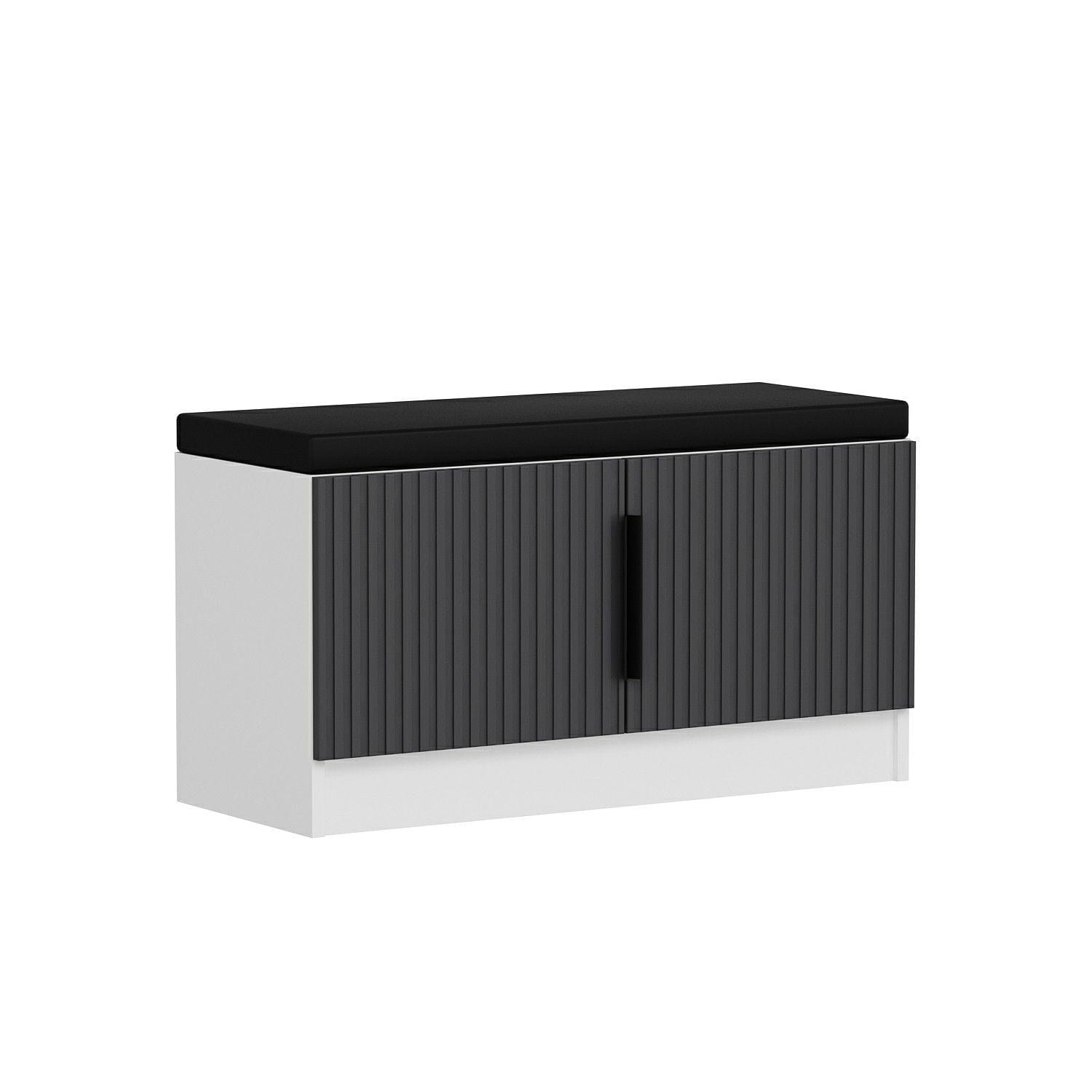 Banca din pal, cu 2 usi, Noah 8328, Alb / Antracit, l90xA35xH50 cm (3)