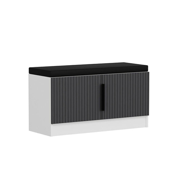 Banca din pal, cu 2 usi, Noah 8328, Alb / Antracit, l90xA35xH50 cm (3)