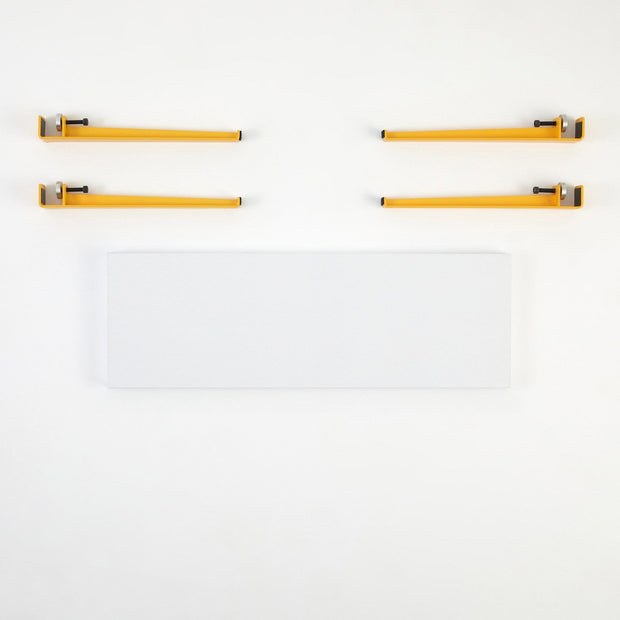 Banca din pal si metal, Khalkeus Alb / Galben, l90xA30xH45 cm (2)