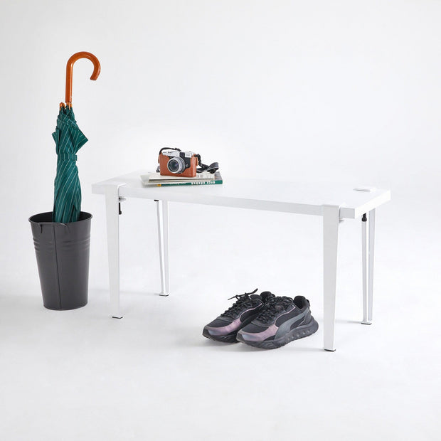 Banca din pal si metal, Khalkeus Alb, l90xA30xH45 cm