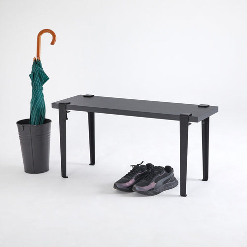 Banca din pal si metal, Khalkeus Antracit / Negru, l90xA30xH45 cm