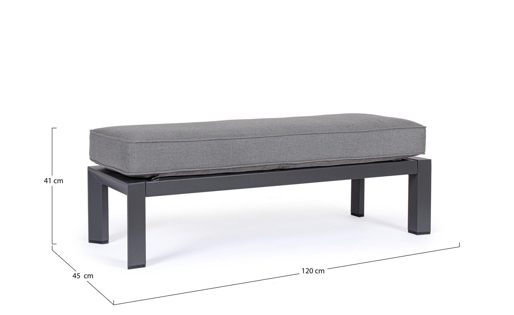 Banca pentru gradina / terasa, din aluminiu si material textil, Hendrix Antracit, l120xA45xH41 cm (1)