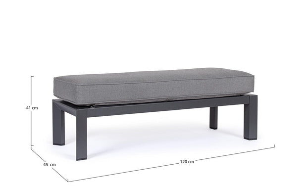 Banca pentru gradina / terasa, din aluminiu si material textil, Hendrix Antracit, l120xA45xH41 cm (1)