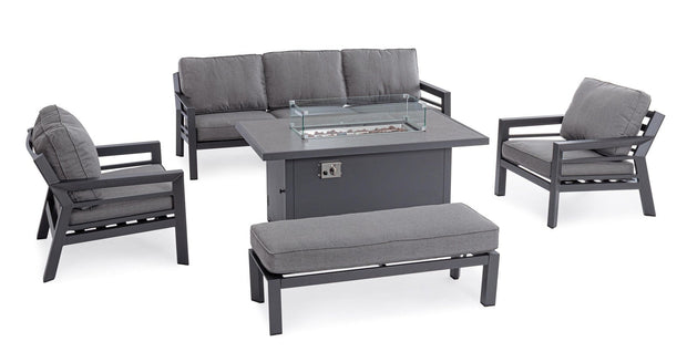 Banca pentru gradina / terasa, din aluminiu si material textil, Hendrix Antracit, l120xA45xH41 cm (5)