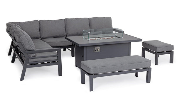 Banca pentru gradina / terasa, din aluminiu si material textil, Hendrix Antracit, l120xA45xH41 cm (7)