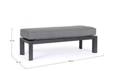Banca pentru gradina / terasa, din aluminiu si material textil, Hendrix Antracit, l120xA45xH41 cm (9)