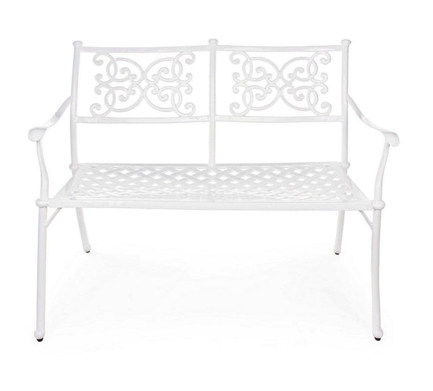Banca pentru gradina / terasa, din metal, Giglio Alb, l110xA59xH85 cm (2)