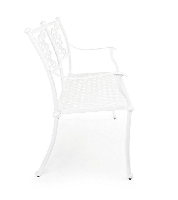 Banca pentru gradina / terasa, din metal, Giglio Alb, l110xA59xH85 cm (3)